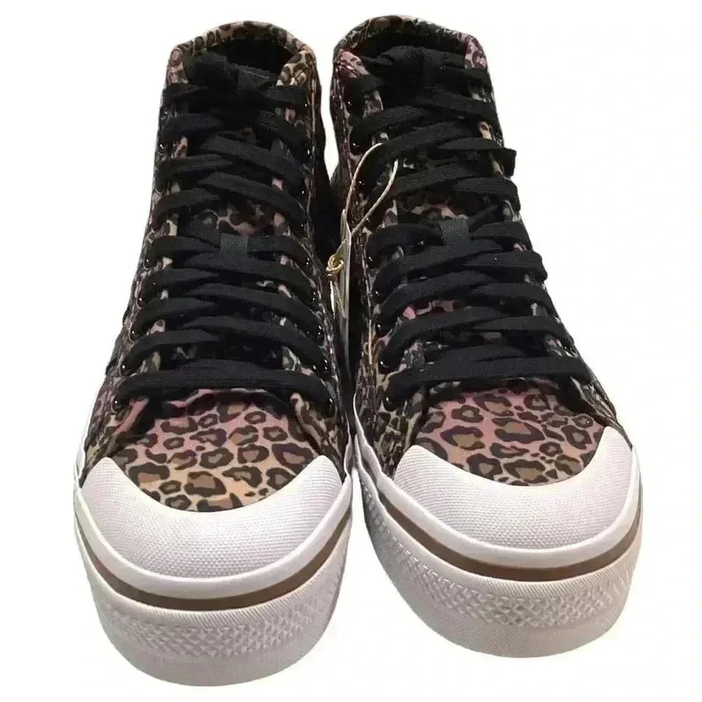 Adidas Sneakers Womens 8.5 Brown Black Nizza Plaform Mid Leopard Skater NEW